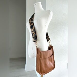 Ah Dorned Camel Vegan Faux Leather Minimalist Crossbody Bag